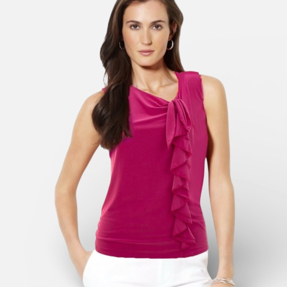 🐣Rafaella Fuchsia Sleeveless Blouse with Ruffle